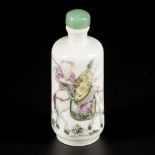 A porcelain snuff bottle with decoration of a sage on a donkey, China, 19th century.