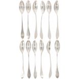 (12) piece set of silver coffee spoons.