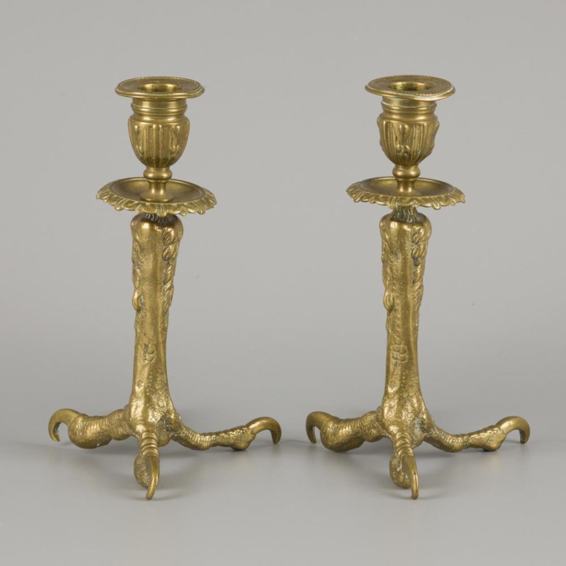 A set of (2) bronze claw shaped candlestick holders, England, last quarter 19th century. - Image 2 of 2