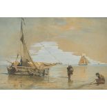 W.A. van Deventer (Den Haag 1824 - 1893), Fishermen at the waterfront.