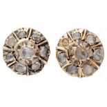 14K. Yellow gold antique rosette ear studs set with rose cut diamond.