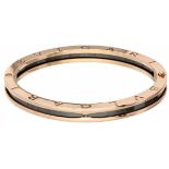 18K. Rose gold Bvlgari 'B.Zero1' bangle bracelet with black ceramic.