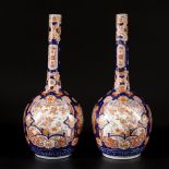 A set of (2) porcelain pipe vases with Imari decoration, Japan, 19th century.