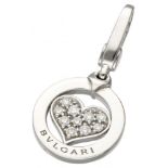 18K. White gold Bvlgari 'Tondo Heart' pendant set with approx. 0.15 ct. diamond.