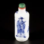 A porcelain snuff bottle decorated with scholars and antiquities, China, 19th century.