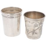 (2) Piece lot of silver drinking cups.