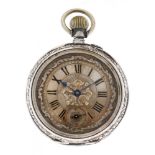 Silver cylinder escapement - Men's Pocket Watch - appr. 1890.