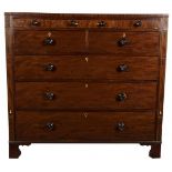 A large mahogany veneered chest of drawers, Germany, mid. 19th century.