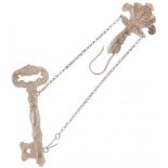 Chatelaine with knitting pin holder key silver.