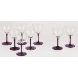 W.J. Rozendaal (Scherpenzeel 1899 – 1971 Wassenaar), An (8) piece set of Art Deco wine glasses, mode