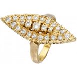 20K. Yellow gold vintage marquis ring set with approx. 0.81 ct. diamond.