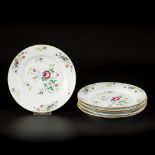A set of (6) porcelain famille rose plates with floral decoration, China, 18th century.