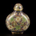 A cloisonne snuff bottle with floral decoration, marked Qianglong, China, 19th century.