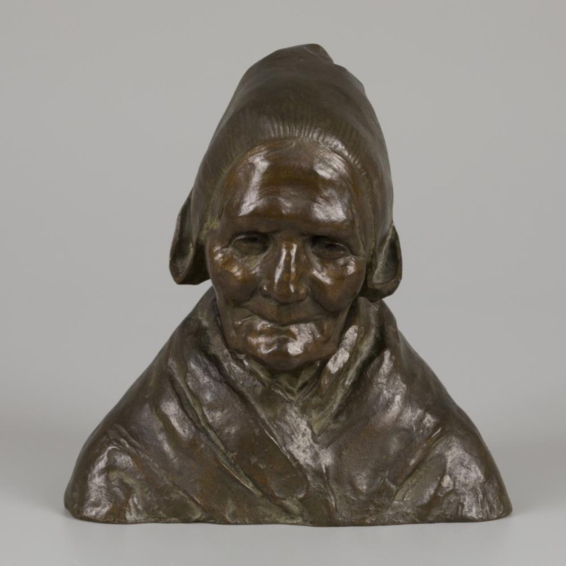 "Charles" Henri Marie van Wijk (Den Haag 1875-1917), bronze bust "Krijntje".