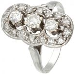 BLA 10K. White gold vintage princess ring set with approx. 0.83 ct. diamond