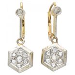 14K. Bicolor gold earrings set with rose cut diamond.