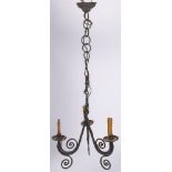 A wrought iron pendant chandelier, Germany, 20th century.