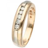 14K. Bicolor gold ring set with approx. 0.15 ct. diamond.