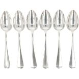 (6) piece set breakfast spoons "Haags Lofje" silver.