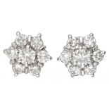 14K. White gold rosette ear studs set with approx. 0.54 ct. diamond.