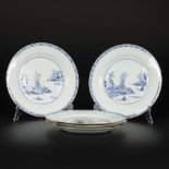 A set of (5) porcelain plates with a landscape scene, China, Qianglong.