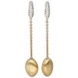 18K. Bicolor gold Marco Bicego 'Siviglia Chain Drop' earrings set with approx. 0.24 ct. diamond.