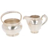 (2) piece silver cream set.