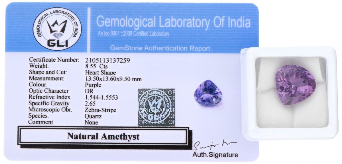 GLI Certified Natural Amethyst Gemstone 8.55 ct. - Image 2 of 2