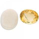 GLI Certified Natural Citrine Gemstone 3.00 ct. and GJSPC Certified Natural Opal Gemstone 2.30 ct.