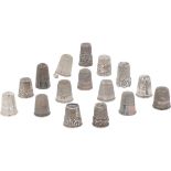 (16) piece lot of silver thimbles.