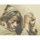 Hao Xin Zhong, China 20th. C., Portrait of an elderly lady