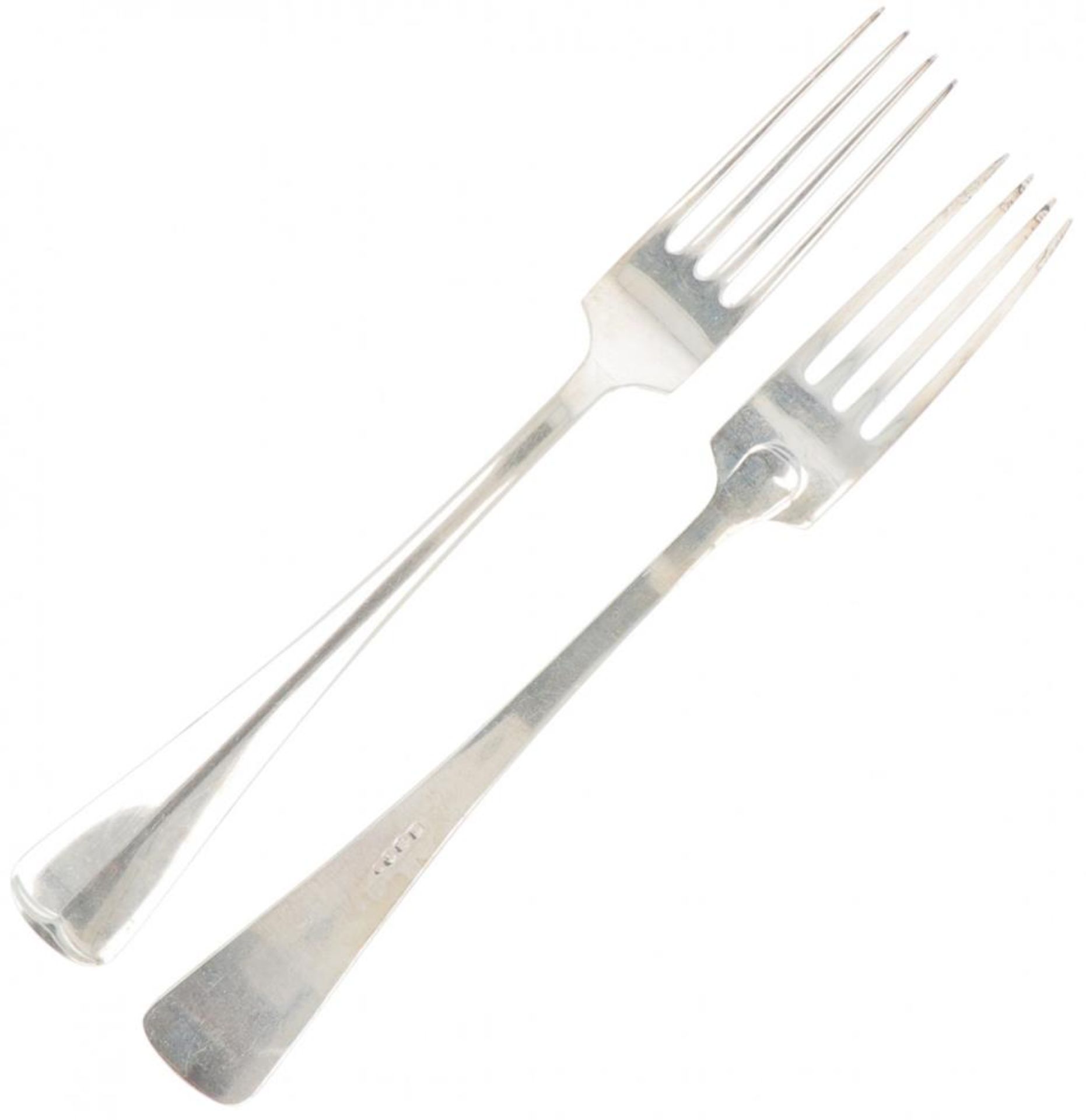 (8) piece set dinner forks "Haags Lofje" silver. - Bild 2 aus 3