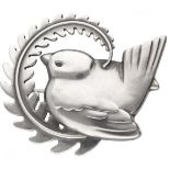 Arno Malinowski for Georg Jensen no.309 silver 'Bird on Fern' brooch - 925/1000.