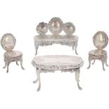 (4) piece miniature set of furniture silver.