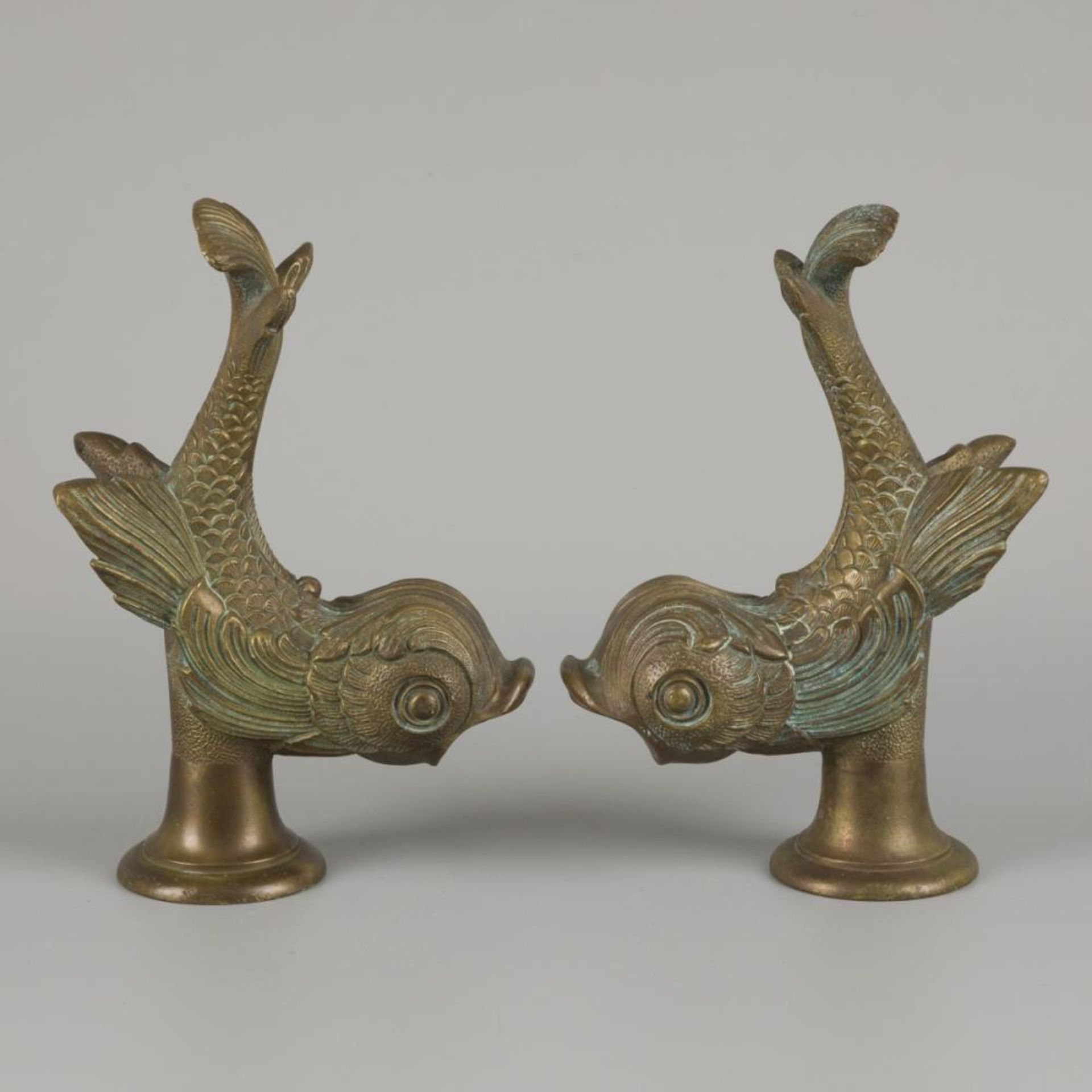 A set of (2) bronze water faucets in the shape of fish, France, ca. 1900. - Image 2 of 3