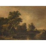 Jur. M. Beek (Arnhem 1879 - 1965 Den Haag), A watermill along a river.