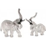(2) piece lot miniature elephants silver.