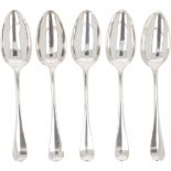 (5) piece set dinner spoons (Haarlem Jacobus van der Hoeff 1786-1807) silver.