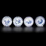 A lot of (4) porcelain plates with decoration of Long Eliza and a boy, China, Kangxi, 18th century