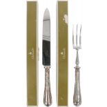 (2) piece carving set, Christofle "Spatours", silver-plated.