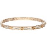 18K. Rose gold Cartier 'Love' small model bracelet set with approx. 1.56 ct. paved diamond.