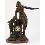 After Auguste Moreau (Dijon 1834-1917 Malesherbes Fr.), a ZAMAC chimney pendulum on marble base, Fra