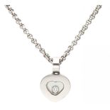 18K. White gold Bague Chopard 'Happy Diamonds' necklace and heart-shaped pendant.