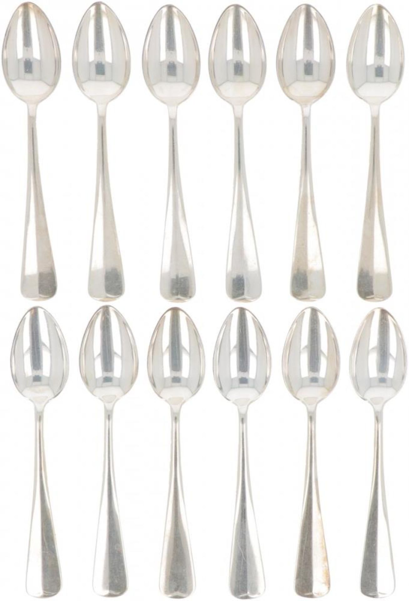 (12) piece set coffee spoons "Haags Lofje" silver.