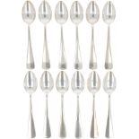 (12) piece set coffee spoons "Haags Lofje" silver.