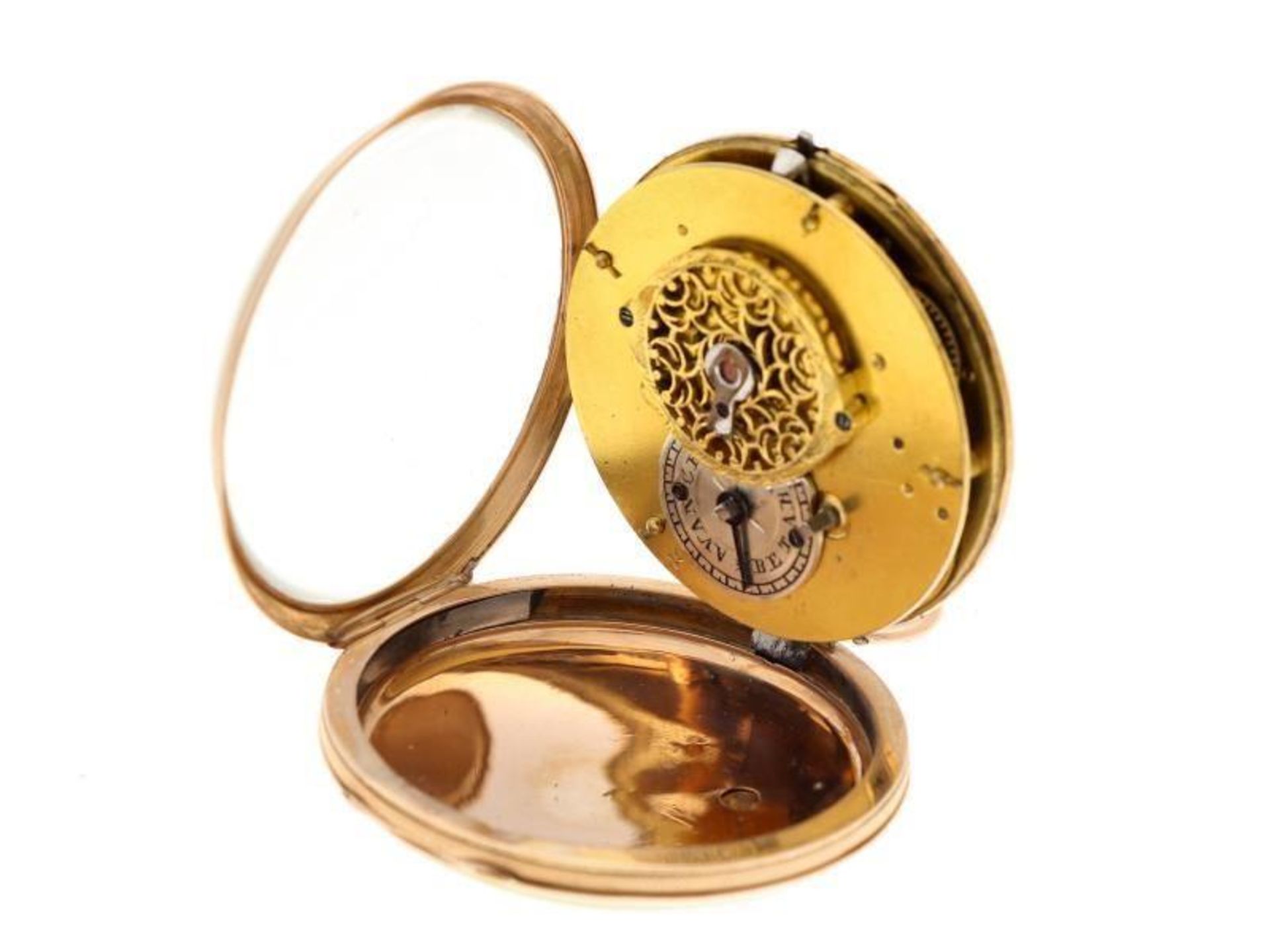 Pocket watch gold, verge escapement - Men's pocket watch - Manual winding - apprx. 1800. - Bild 5 aus 6