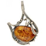 Silver pendant set with approx. 26.50 ct. amber - 835/1000.