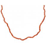 Single strand red coral necklace with a 14K. rose gold closure.