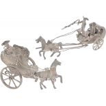 (2) piece lot of miniature horse and carriage silver.