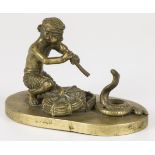 A bronze Vallipuram & Sons. figure of a snake charmer, form. Ceylon, Sri Lanka, ca. 1900.